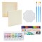 18 Piece 6x6 Canvas Painting Set with 12 Acrylic Paint Tubes, 3 Brushes, and 1 Palette